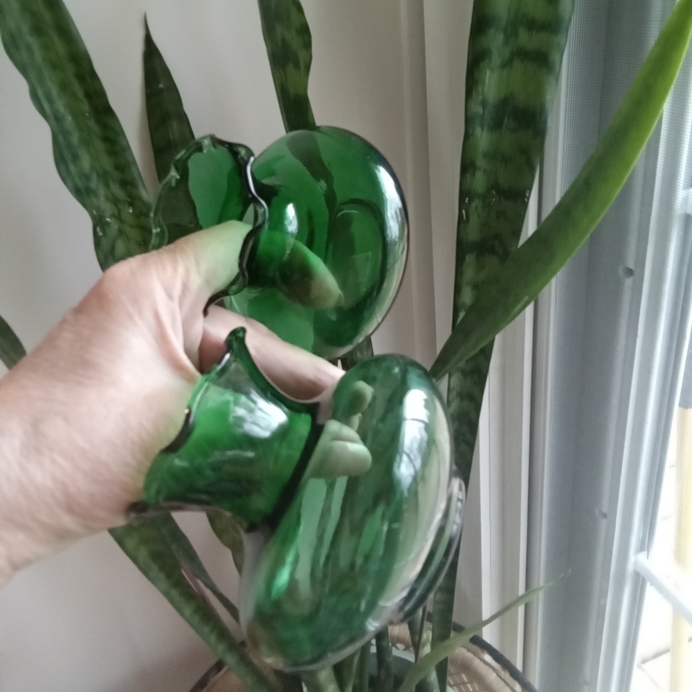 Vintage Anchor Hocking Green Glass Vase Pair